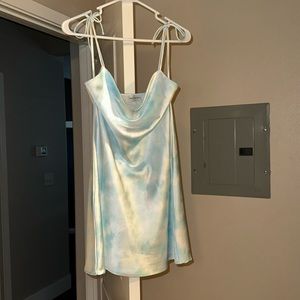 Mini Satin Finish Sky Blue Dress